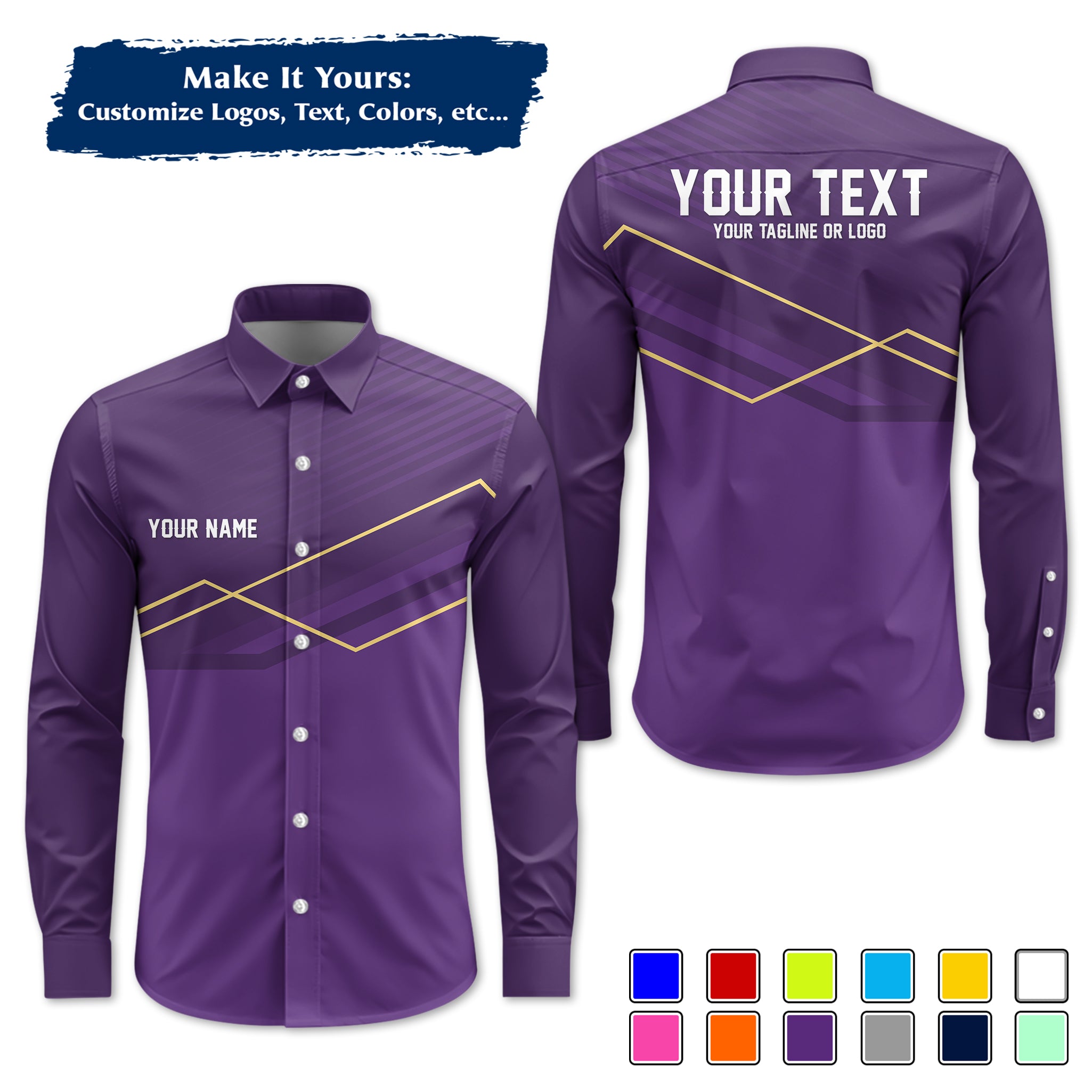 Custom Long-Sleeve Work Shirt Uniform, Personalized with Your Company Logo, Name & Phone WSLS14