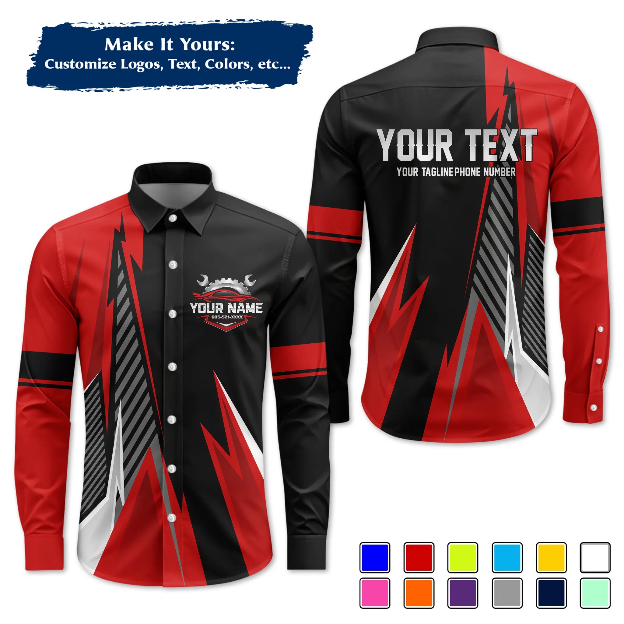 Custom Work Shirt Uniform, Add Company Logo, Name & Phone Number WSHW34