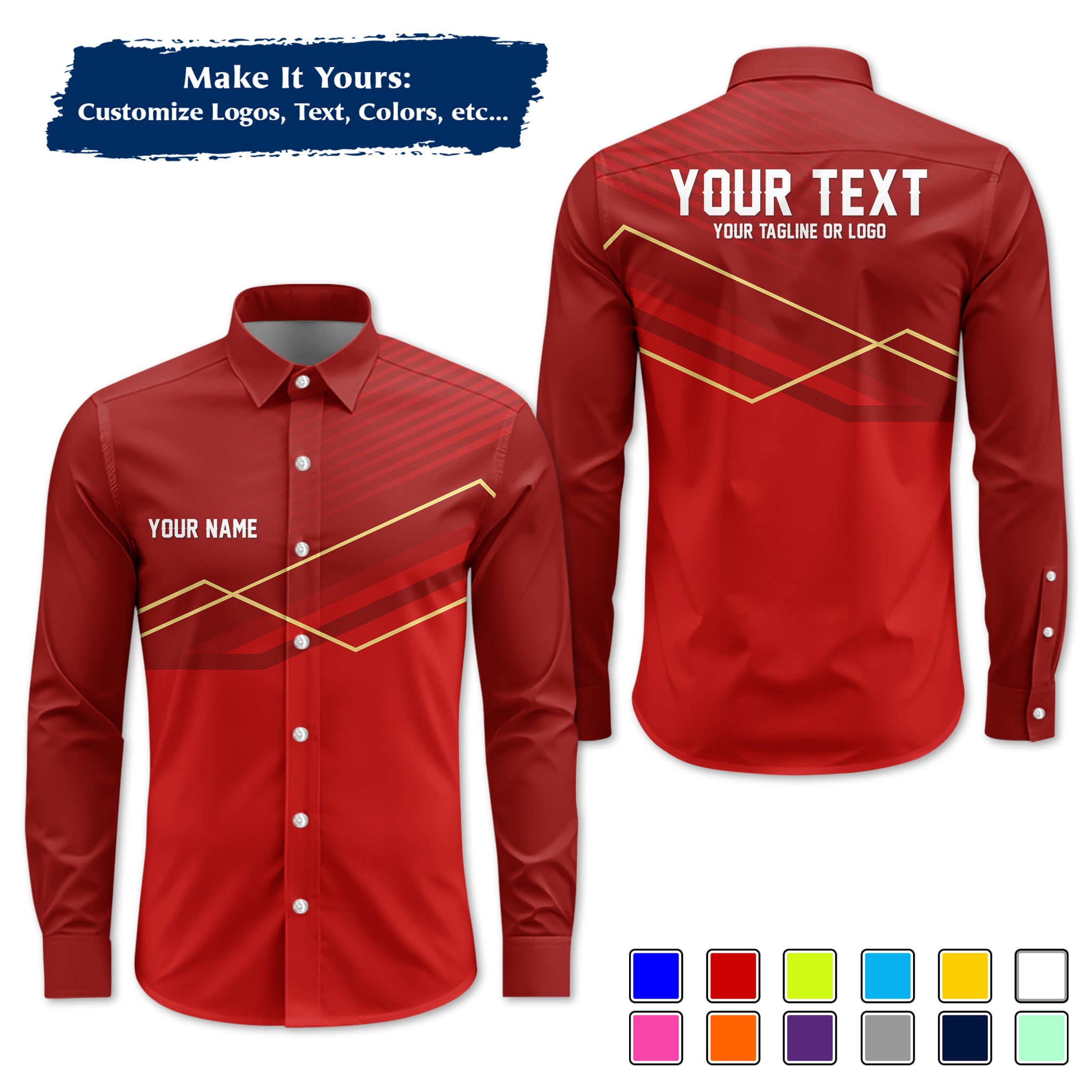 Custom Long-Sleeve Work Shirt Uniform, Personalized with Your Company Logo, Name & Phone WSLS14