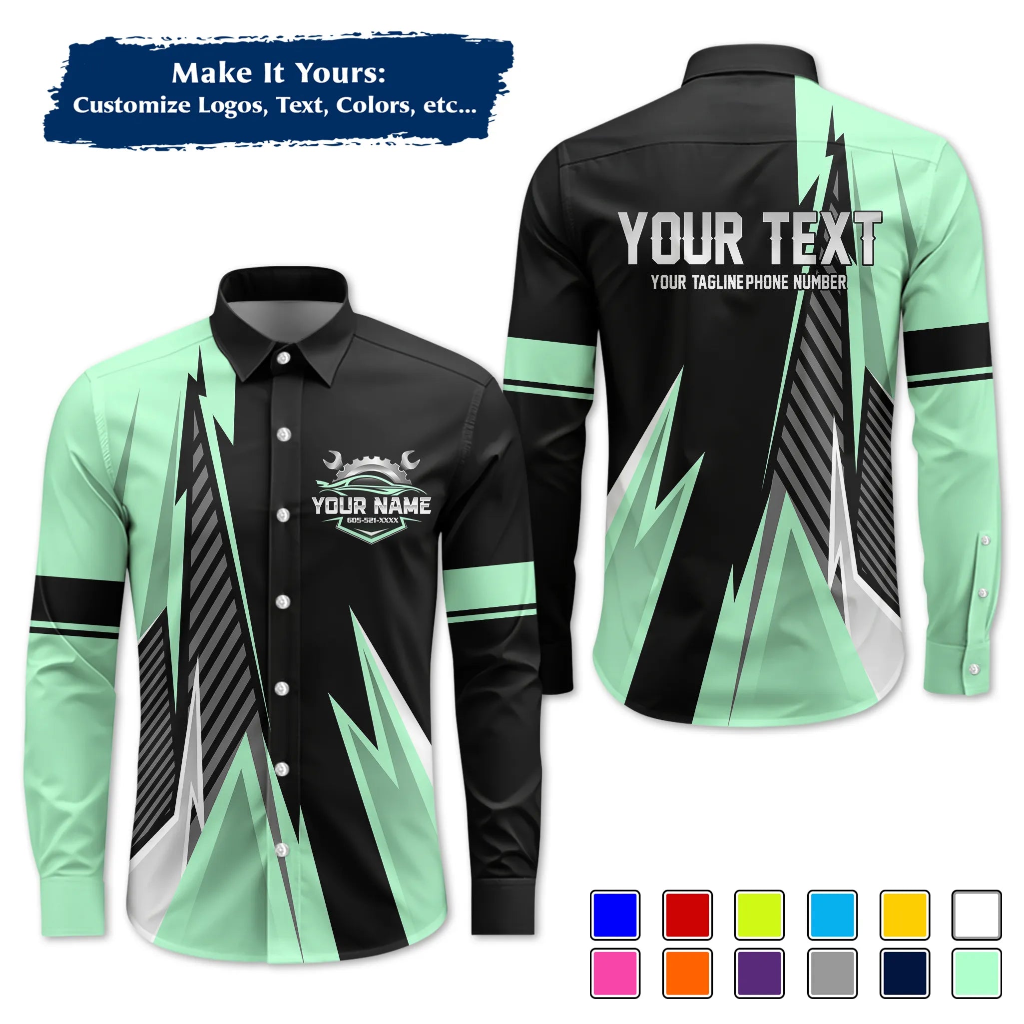 Custom Work Shirt Uniform, Add Company Logo, Name & Phone Number WSHW34