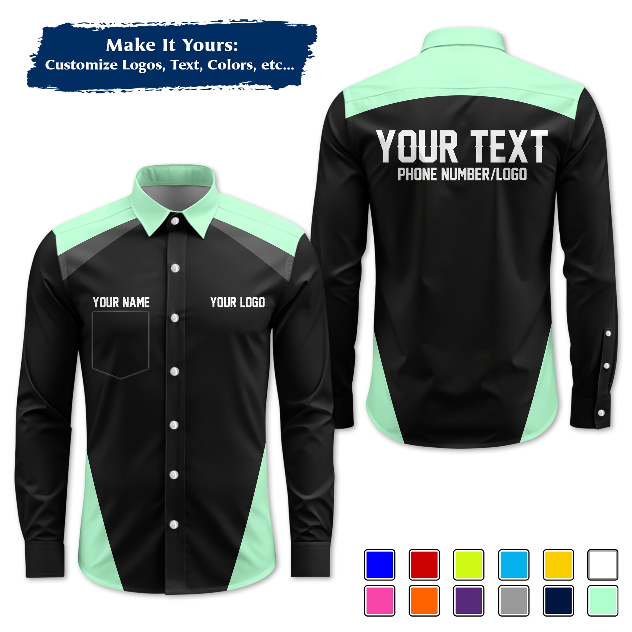 Custom Work Shirt Uniform, Add Company Logo, Name & Phone Number WSHW23