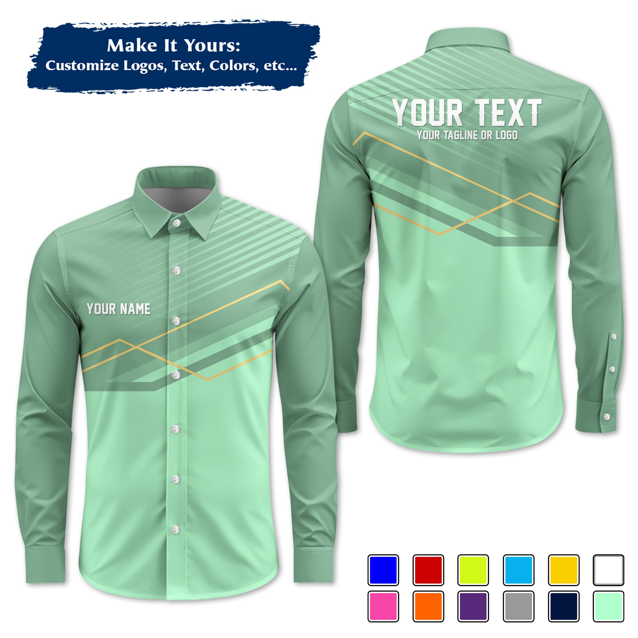 Custom Long-Sleeve Work Shirt Uniform, Personalized with Your Company Logo, Name & Phone WSLS14