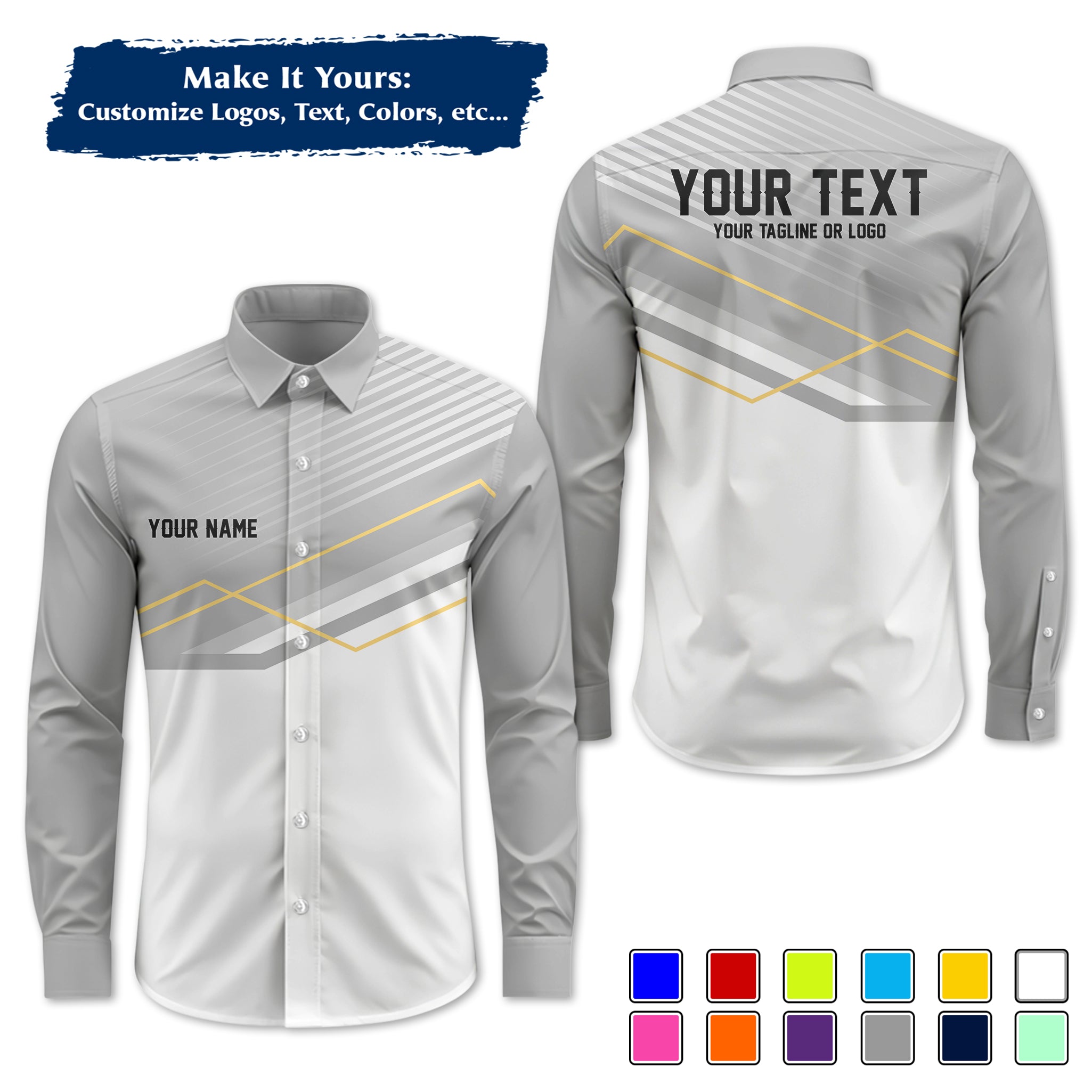 Custom Long-Sleeve Work Shirt Uniform, Personalized with Your Company Logo, Name & Phone WSLS14