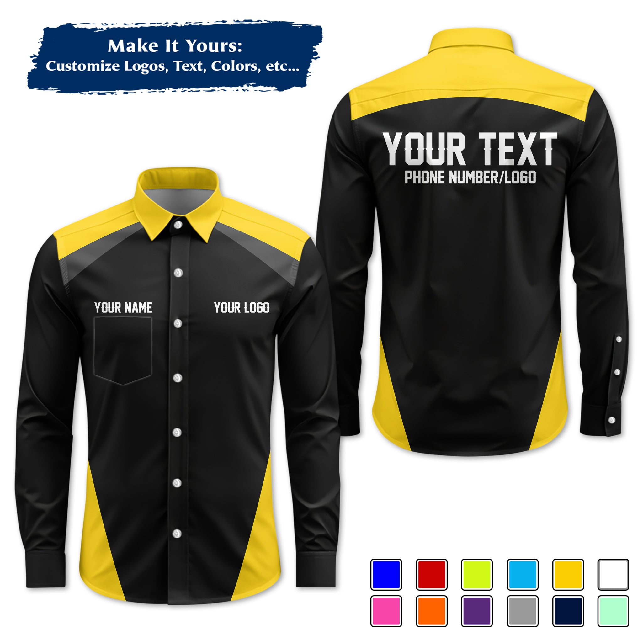 Custom Work Shirt Uniform, Add Company Logo, Name & Phone Number WSHW23