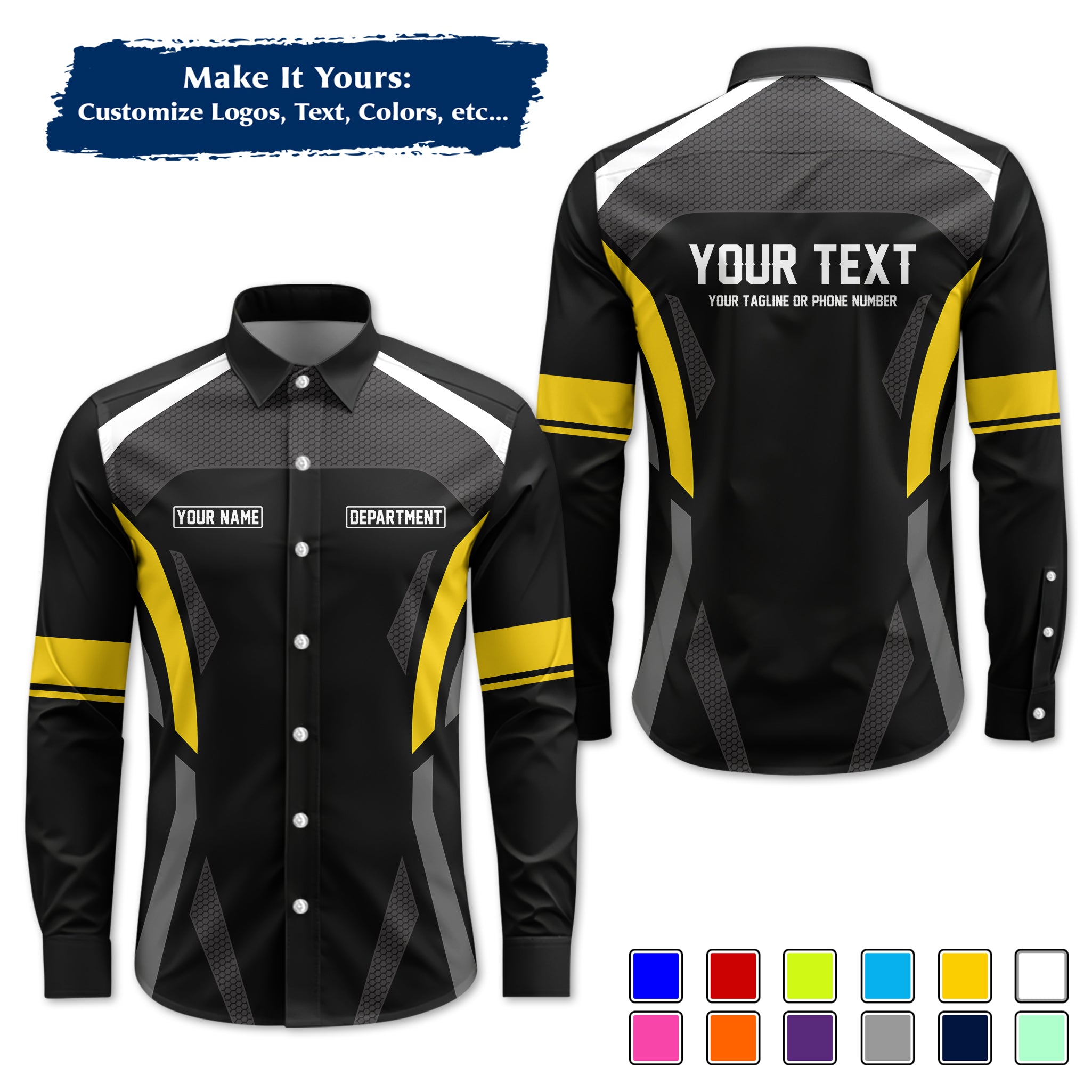 Custom Long-Sleeve Work Shirt Uniform, Personalized with Your Company Logo, Name & Phone WSLS18