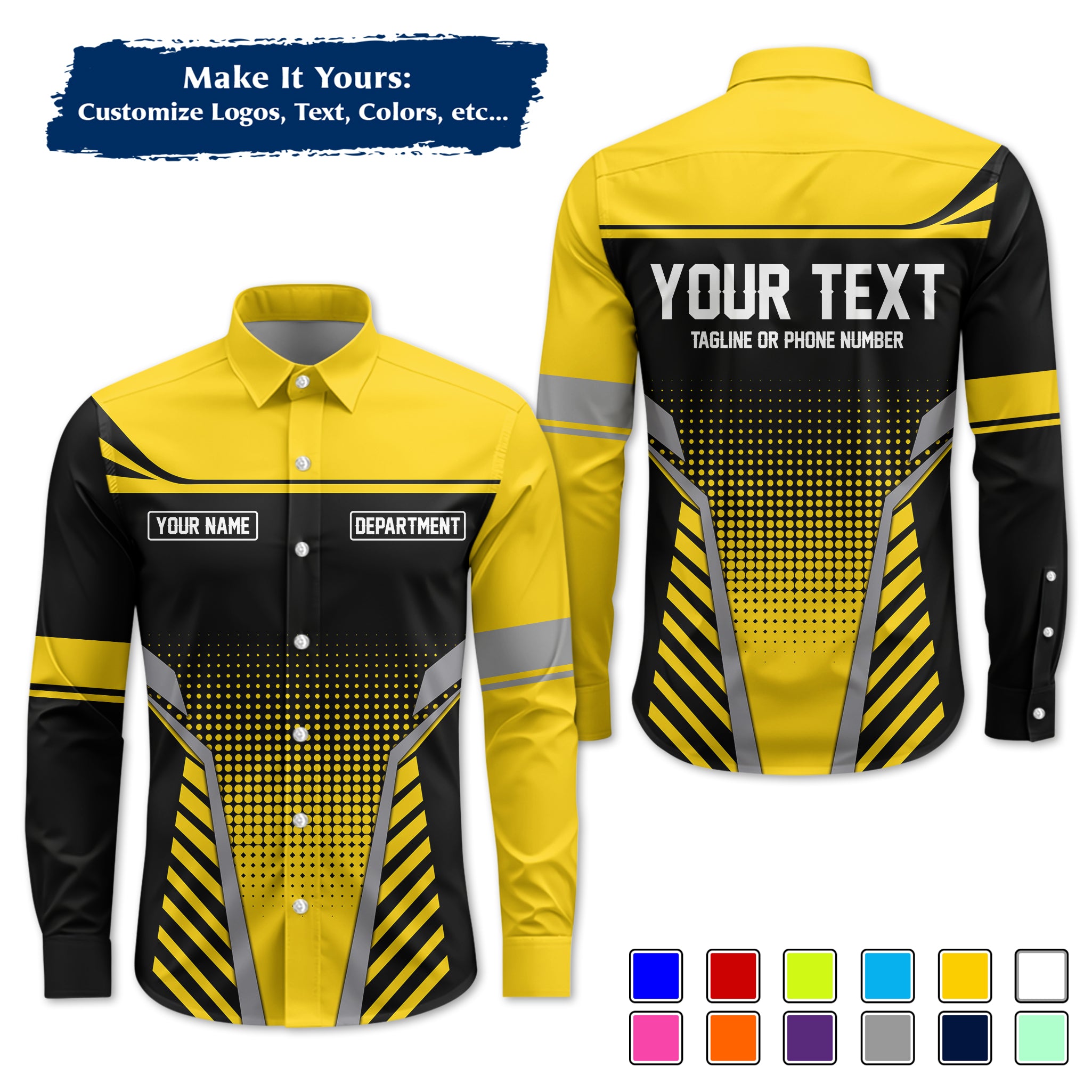 Custom Long-Sleeve Work Shirt Uniform, Personalized with Your Company Logo, Name & Phone WSLS10