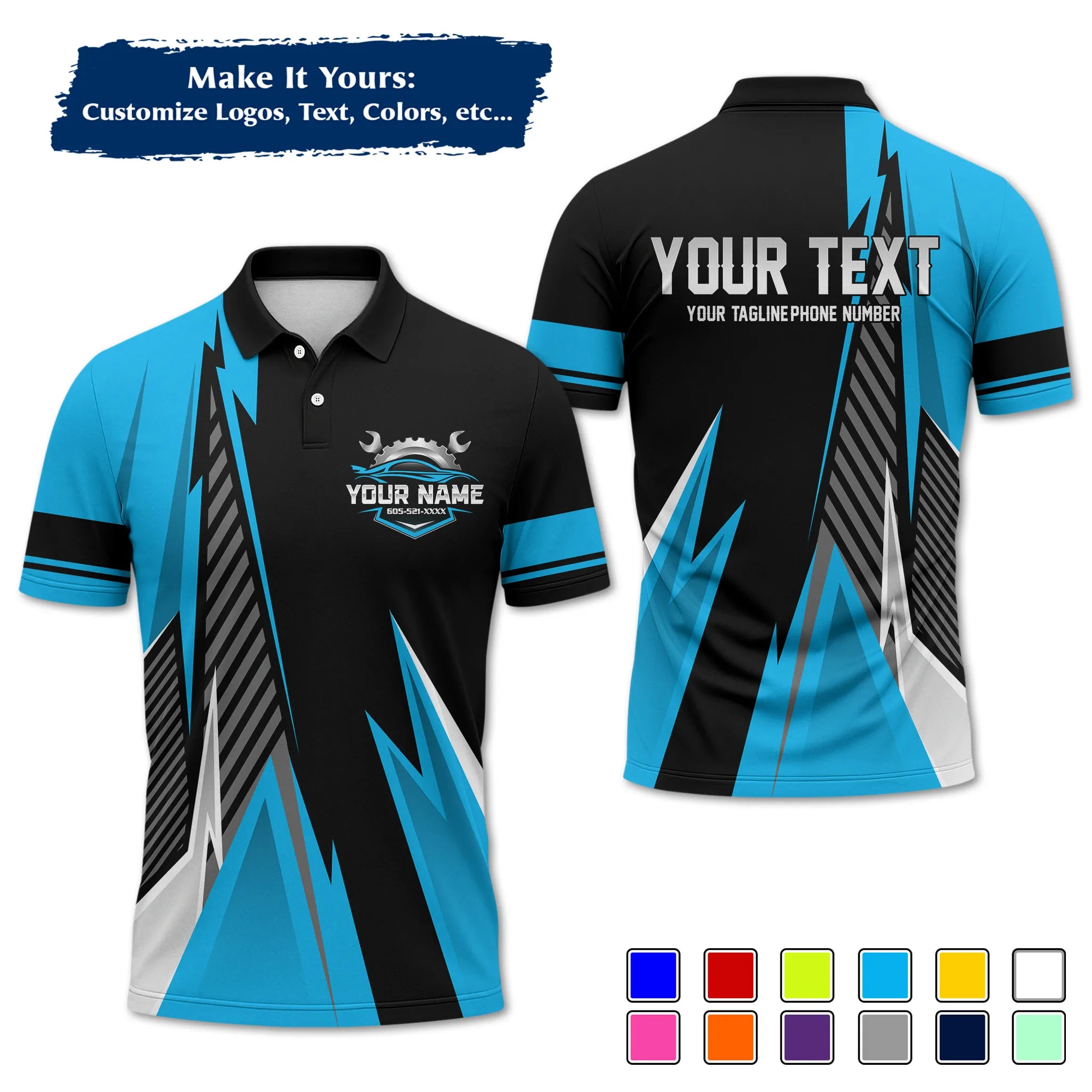 Custom Work Shirt Uniform, Add Company Logo, Name & Phone Number WSHW34