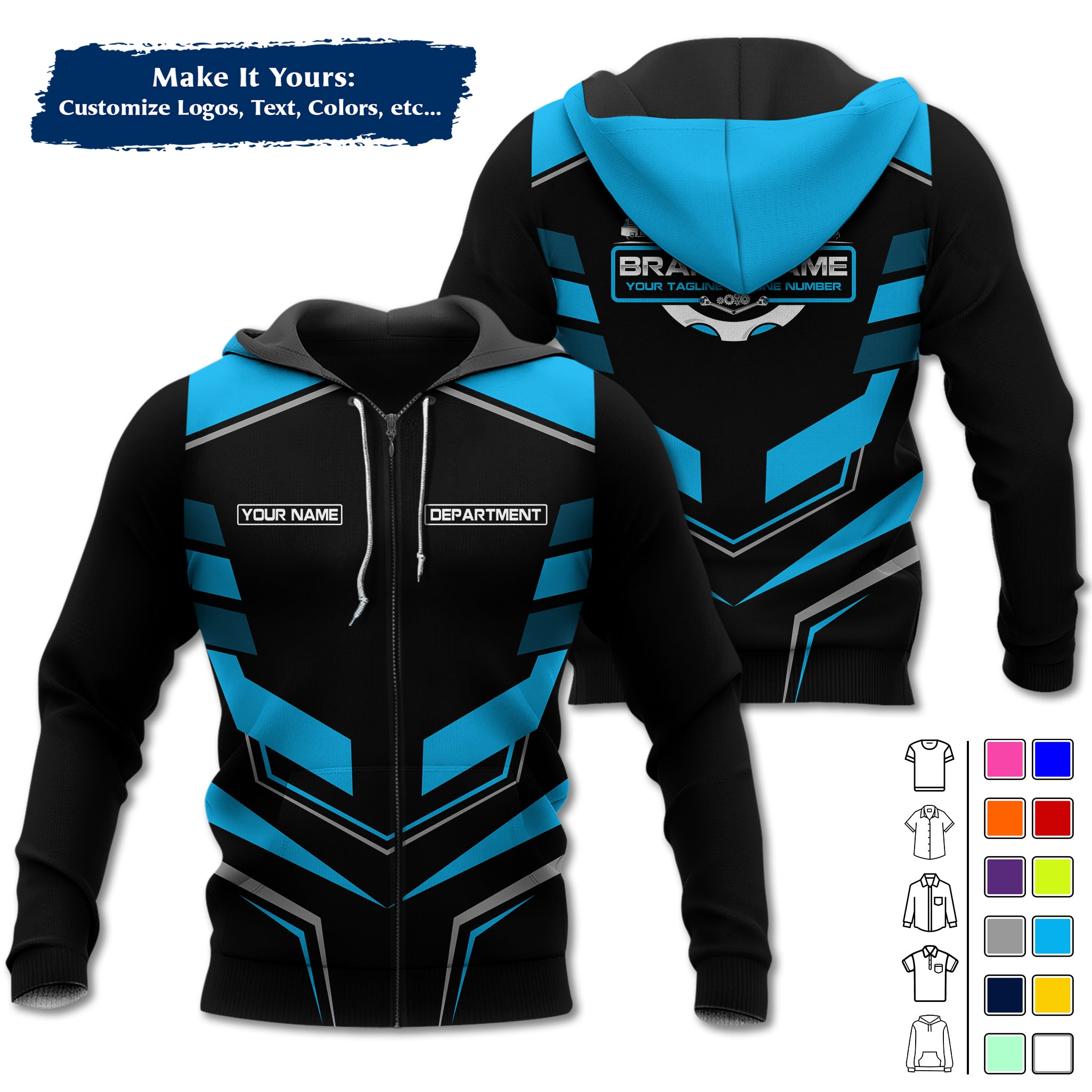 Custom Mechanic Work Hoodie Add Your Garage Logo, Name & Contact Info, Personalized Auto Repair Uniform Hoodie MCNHD05